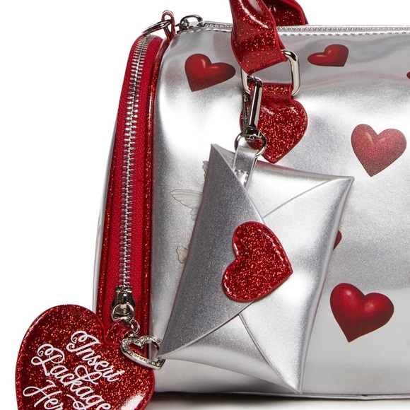 Dolls Kill Silver and Red Heart-Patterned Women's Bag - Picture 4 of 8
